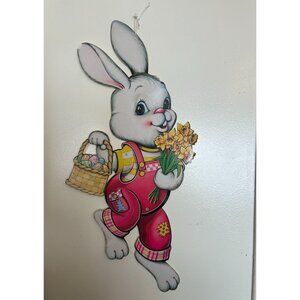 Vintage 25" Jointed Easter Bunny Rabbit Die Cut Cardboard Beistle Co. Posable 19